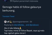 Akun Twitter Menteri Pertahanan Prabowo Subianto diserbu netizen lantaran adanya follback. (Dok. Tim Media Prabowo Subianto)