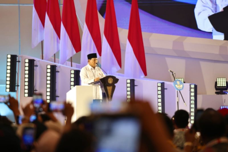 Presiden RI Prabowo Subianto saat menghadiri Puncak Hari Guru Nasional di Velodrome, Jakarta, Kamis (28/11/2024). (Dok Tim Komunikasi Prabowo Subianto)