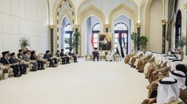Pertemuan bilateral antara Presiden RI Prabowo Subianto dan Presiden Uni Emirat Arab (UEA) Mohammed bin Zayed Al Nahyan di Istana Kepresidenan Qasr Al Watan, Sabtu (23/112024). (Dok. Tim Komunikasi Prabowo Subianto)