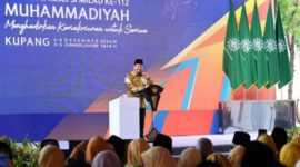 Presiden Prabowo Subianto saat menghadiri pembukaan Tanwir dan Milad ke-112 Muhammadiyah di Universitas Muhammadiyah Kupang (UMK), Nusa Tenggara Timur (NTT), Rabu (4/12/2024). (Dok. Tim Komunikasi Prabowo Subianto)