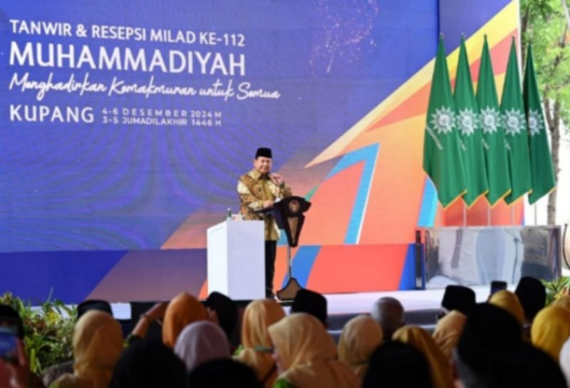 Presiden Prabowo Subianto saat menghadiri pembukaan Tanwir dan Milad ke-112 Muhammadiyah di Universitas Muhammadiyah Kupang (UMK), Nusa Tenggara Timur (NTT), Rabu (4/12/2024). (Dok. Tim Komunikasi Prabowo Subianto)