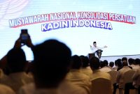 Presiden Prabowo Subianto saat menghadiri Musyawarah Nasional konsolidasi persatuan Kamar Dagang dan Industri (Kadin) Indonesia di Ritz-Carlton Mega Kuningan, Jakarta Selatan pada Kamis (16/1/2025). (Dok. Tim Media Prabowo Subianto)