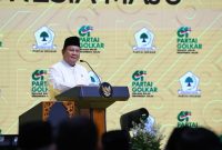 Presiden RI Prabowo Subianto saatmemperingati HUT ke-61 Partai Golkar di Istora Senayan, Jakarta. (Dok. Tim Media Prabowo)