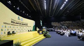 Presiden RI Prabowo Subianto saatmemperingati HUT ke-61 Partai Golkar di Istora Senayan, Jakarta. (Dok. Tim Media Prabowo)